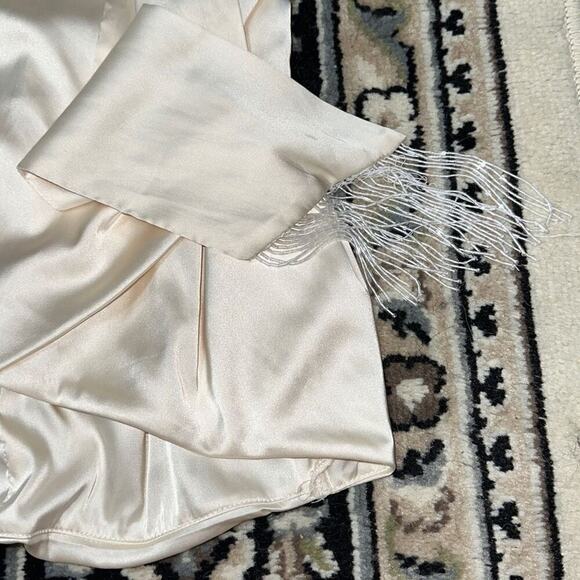 Oh Polly Halter Top Cream Satin Feel Dress | Sz 4 - Picture 3 of 9